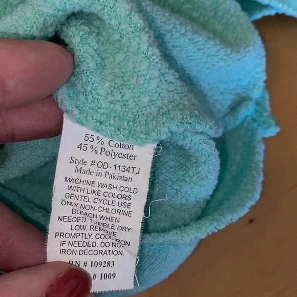 Adorable Teal Distressed Sweatshirt - Picture 4 of 5